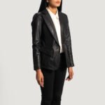 Selina Black Leather Blazer - Image 2
