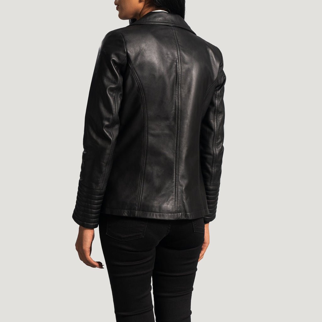 Selina Black Leather Blazer - Image 5