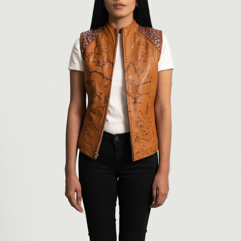 Westina Tan Dye Leather Vest - Image 3