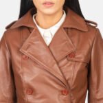 Alice Brown Double Breasted Leather Coat - Image 6