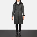 Alina Shearling Black Leather Coat - Image 3