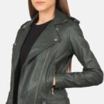 Alison Green Leather Biker Jacket - Image 6