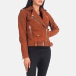 Alison Brown Suede Biker Jacket - Image 4