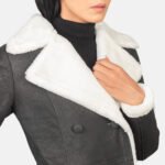 Amie Black Double Breasted Shearling Coat - Image 6