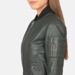 Ava Ma-1 Green Leather Bomber Jacket - Image 6