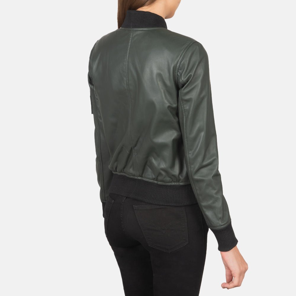 Ava Ma-1 Green Leather Bomber Jacket - Image 5