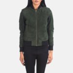 Bliss Green Suede Bomber Jacket - Image 4