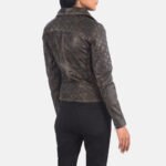 Carolyn Quilted Distressed Brown Biker Jacket - Image 5