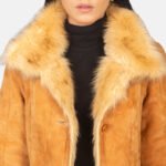 Erica Shearling Beige Leather Coat - Image 6