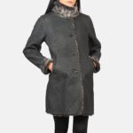 Erica Shearling Black Leather Coat - Image 6