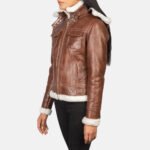 Fiona Brown Hooded Shearling Leather Jacket - Image 2