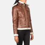 Fiona Brown Hooded Shearling Leather Jacket - Image 4