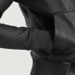 Luna Black Hooded Leather Bomber Jacket - Image 6