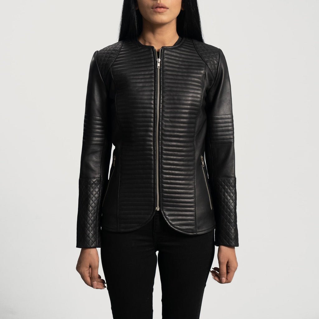 Nexi Quilted Black Leather Jacket - Image 4