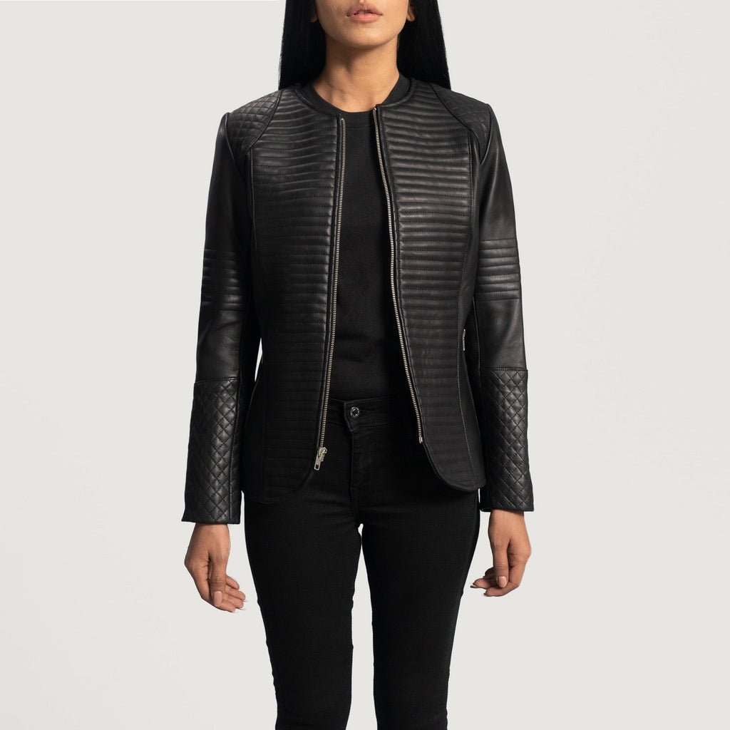 Nexi Quilted Black Leather Jacket - Image 1