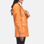 Marilyn Tan Brown Leather Blazer - Image 4