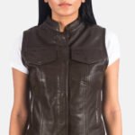 Rayne Moto Brown Leather Vest - Image 6