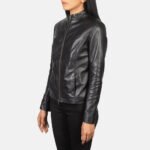 Rumella Black Leather Biker Jacket - Image 2