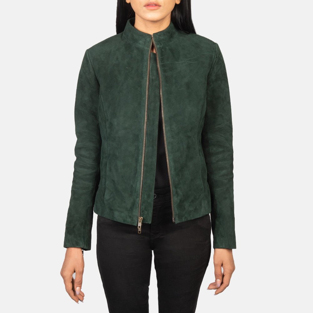 Women_s_Rumella_Green_Suede_Biker_Jacket-2_b43ba1d6-a47e-405d-be0b-b629fce65523_1024x1024-1.jpg Rumella Green Suede Biker Jacket - Image 1