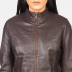 Rumella Maroon Leather Biker Jacket - Image 6
