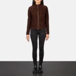 Rumella Mocha Suede Biker Jacket - Image 3