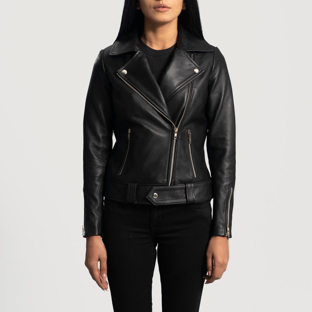 Rumy Black Leather Biker Jacket - Image 4
