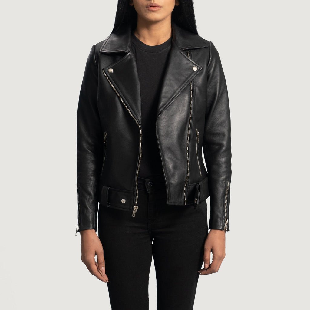 Rumy Black Leather Biker Jacket - Image 1