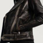Rumy Distressed Brown Leather Biker Jacket - Image 6
