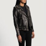 Rumy Distressed Brown Leather Biker Jacket - Image 2