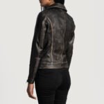 Rumy Distressed Brown Leather Biker Jacket - Image 5