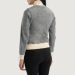Sasha A1 Grey Suede Bomber Jacket - Image 5
