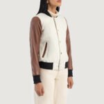 Savant White & Brown Hybrid Varsity Jacket - Image 2
