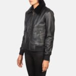 Stella G-1 Black Leather Bomber Jacket - Image 2