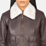 Stella G-1 Maroon Leather Bomber Jacket - Image 6