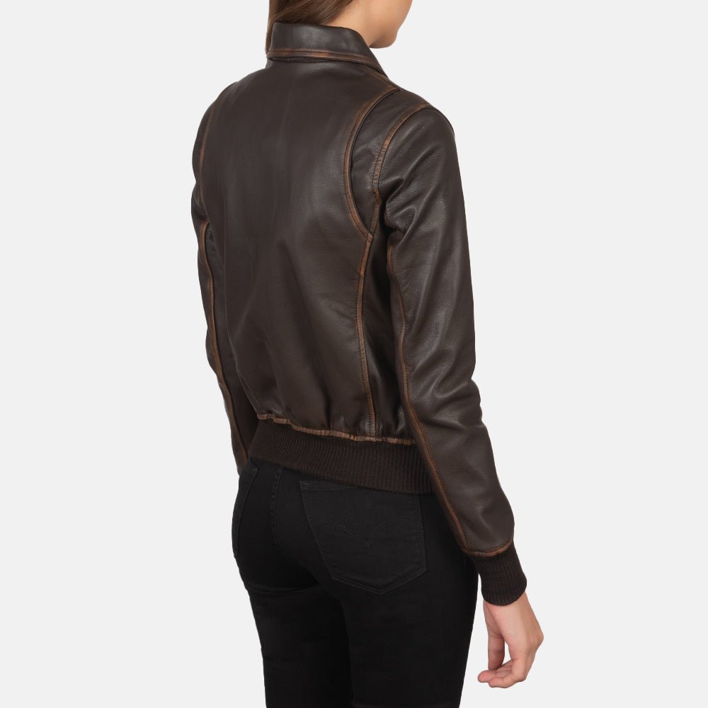 Westa A-2 Brown Leather Bomber Jacket - Image 5