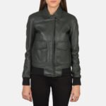 Westa A-2 Green Leather Bomber Jacket - Image 4