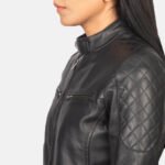 Zenna Black Leather Bomber Jacket - Image 6
