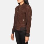 Zenna Mocha Suede Bomber Jacket - Image 2