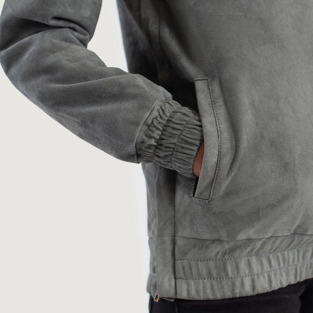 Zest Grey Hooded Suede Pullover Jacket - Image 6