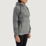 Zest Grey Hooded Suede Pullover Jacket - Image 2