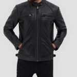 Cafe Racer Men’s Quilted Black Leather Jacket